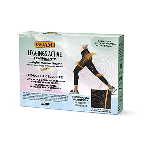 Guam Leggings Active Traspirante Con Alghe Taglia S_M 42-44, Coprente Senza Cuciture, Effetto Ventre Piatto, Nero, 16.26 x 21.59 x 3.81 cm; 240 grammi
