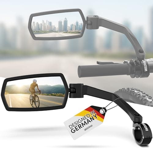 Wittkop Specchio per bicicletta | Ampio campo visivo HD | Ruotabile a 360° e ripiegabile | Montaggio in alto e in basso | Infrangibile e resistente | Specchietto convesso per bicicletta, e-bike