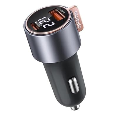Caricatore Auto 75W per Accendisigari Caricabatteria Auto USB C/A con Display Digitale，[45W USBC + 30W USBA] Caricatore Rapido con Chip Intelligente per iPhone 16/15/14/13 Android