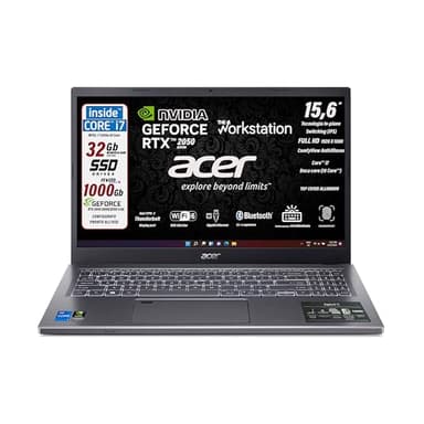 acer Notebook, Intel i7-1255U 12th, 10 Core 4.7Ghz, 32 Gb Ram, SSD Pci da 1 Tb, 15.6" FHD Ips, Geforce Nvidia RTX 2050 Tastiera retroilluminata, finger, Wi-Fi 6, lan, hdmi, Win 11 Pro, pronto all'uso
