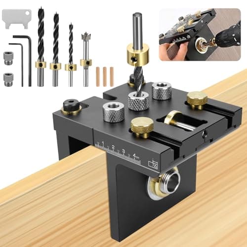 Dima per Spinatura Legno da 6/8/10/15 mm Kit 3 in 1, Dima per guida di foratura con Clip di Posizionamento Regolabile Guida Foratura Puncher Locator per lavorazione del legno
