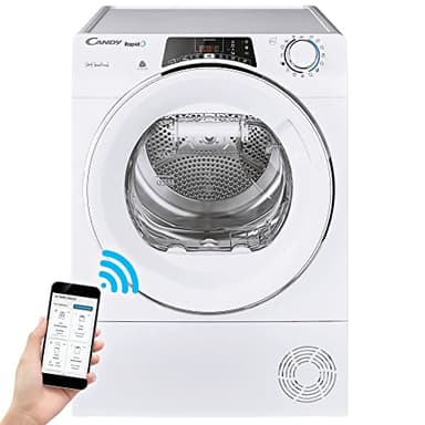 Candy RapidÓ Asciugatrice 9 Kg a Pompa di Calore, Libera Installazione, Classe A++, Connessione Wi-Fi, Controllo da App, Avvio Programmabile, Programma Lana, 59 x 58 x 85 cm, Bianca - ROE H9A2TCEX-S
