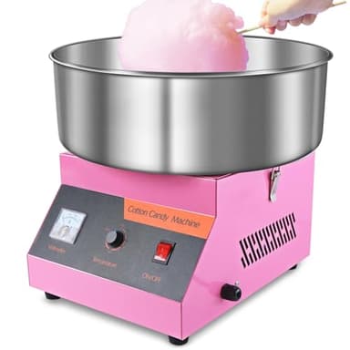 Macchina Zucchero Filato Professionale, 1000W Macchina per Zucchero Filato Grande da Banco - con Ciotola in Acciaio Inossidabile, Temperatura Regolabile, per Bambini, Casa, Compleanno, Feste (Rosa)