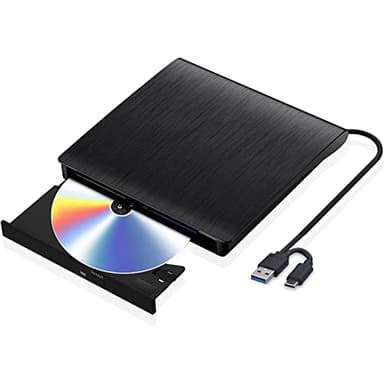 RUOVXWU Lettore CD DVD Esterno Portatile, Masterizzatore DVD Esterno, Lettore CD Esterno per Pc Desktop Tower, Disco Esterno Ultra Slim USB 3.0 Type-C, compatibile con Windows 11/10/8.1/7/XP, Linux
