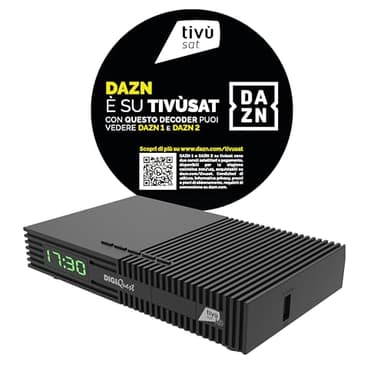 DIGIQUEST Decoder Tivùsat Ti9, DVB-S2 | AUTO INSTALLANTE | Telecomando 2 in 1 | smartcard Tivùsat inclusa | HDR |Funzione di registrazione attivabile |Tasto SOS |Dispositivo abilitato ai canali DAZN