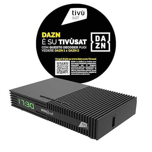 DIGIQUEST Decoder Tivùsat Ti9, DVB-S2 | AUTO INSTALLANTE | Telecomando 2 in 1 | smartcard Tivùsat inclusa | HDR |Funzione di registrazione attivabile |Tasto SOS |Dispositivo abilitato ai canali DAZN