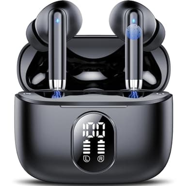 Cuffie Bluetooth 5.4, 2025 Nuovo Auricolari Bluetooth Hi-Fi Stereo con 4 ENC Mics, 40 Ore Mini Cuffie Wireless Cancellazione Rumore Cuffiette Bluetooth, Cuffie Senza Filo Impermeabili per Android/iOS
