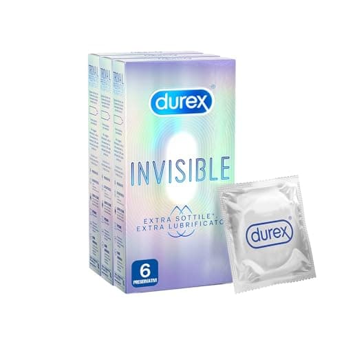 Durex Invisible Extra-Lubrificati Preservativi Ultra Sottili ad Alta Sensibilità, 18 Profilattici