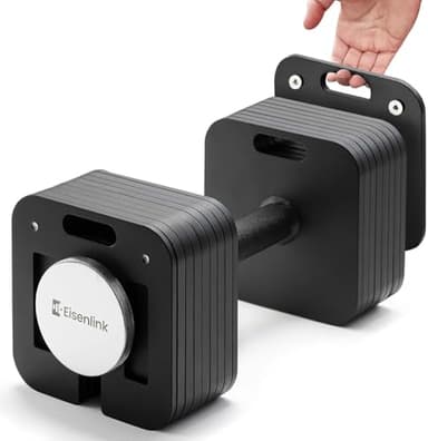 Eisenlink Manubrio regolabile, 36 kg (4 kg-36 kg), ultra compatto, regolabile, con impugnatura zigrinata, innovativo manubrio per fitness, allenamento, palestra, casa (36 kg x 1)