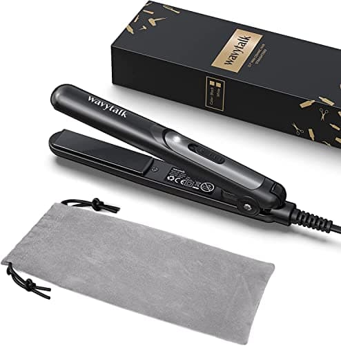 Wavytalk Mini Piastra per Capelli da Viaggio Portatile per Capelli Corti, Piastra Riscaldante in Ceramica, Nero