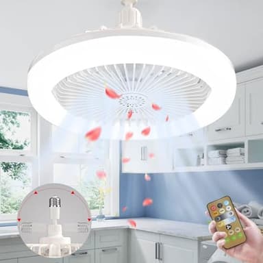 Lampadario con Ventilatore da Soffitto,Ventola Soffitto con Luce,E27 Plafoniera con Ventilatore da Soffitto,Ventilatore a Soffitto con Luce e Telecomando,Luce con ventilatore da soffitto (Beige)
