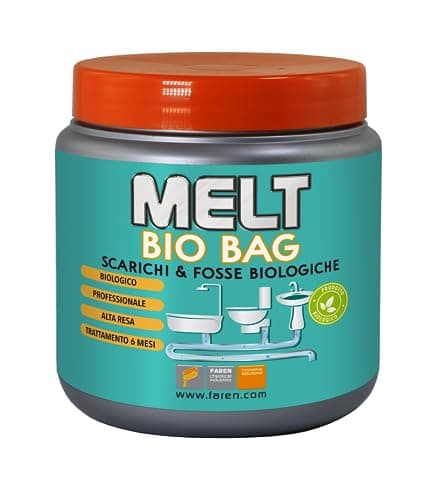 Faren MELT BIO BAG, Trattamento Organico per Scarichi e Fosse Biologiche,elimina efficacemente odori e ingorghi,300gr