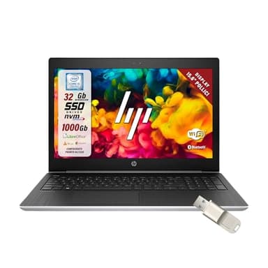 HP Probook, Pc Portatile intel i5-7200u 2.5Ghz 2 Core, Display HD da 15.6", Ram 32Gb, SSD 1000 Gb, Win 10, Notebook Pronto all'uso con Libre Office, Omaggio Chiavetta USB Finger Print (Ricondizionato)