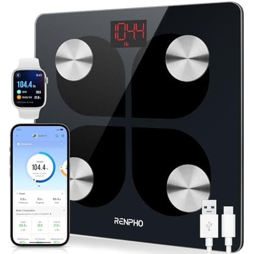 Bilancia Pesapersone Digitale RENPHO Bilancia Impedenziometrica Professionale, Bilancia Smart per iOS e Android, Ricarica USB, 13 Indici, Altamente Preciso,180KG