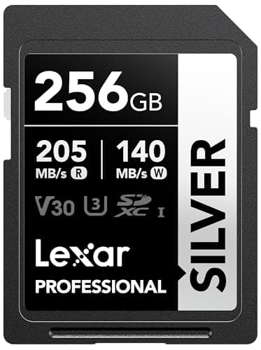 Lexar 256GB SD Card SILVER, fino a 205 MB/s in Lettura, Scheda di Memoria SDXC UHS-I, Classe 10, U3, V30, SD Card per Fotografi Professionisti, Videografi, Appassionati