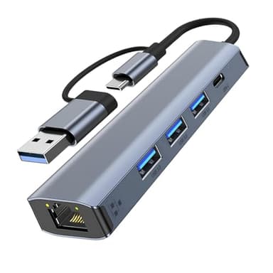 Adattatore USB Ethernet, Hub USB C Ethernet, Adattatore Ethernet USB LAN 1000Mbps RJ45 Adattatore USB C Ethernet con 3 porte USB 3.0 e USB di tipo C per Windows XP/MAC/Linux/Chromebook
