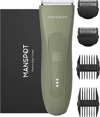 MANSPOT Rasoio Elettrico Corpo Uomo, Depilatore Corpo Uomo, Rasoio Corpo Uomo Impermeabile IPX7, Rasoio Parti Intime Uomo Umido e Asciutto,Rasoio Intimo Uomo per Viso,Braccia,Torace,Gambe,Ascelle