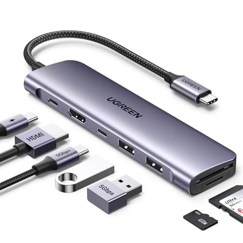 UGREEN Revodok 1071 Hub USB C HDMI 4K 60Hz Lettore Schede SD TF Carica PD 100W Adattatore Type C Dock Station Compatibile con MacBook Pro Air M3 M2, iPad, iPhone 16 Plus Max, Galaxy S24