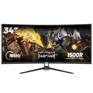LXZ Monitor Gaming 34 pollici 1500R, UWQHD 4K 165 Hz, Display Senza Cornice 100% sRGB, Ampio Angolo di Visione, DisplayPort, HDMI – Nero