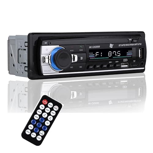 NK Autoradio Bluetooth 4.0 - 1 DIN - 4x40W - Funzione AUX, lettore MP3 e doppia porta USB, suono stereo FM, chiamate in vivavoce, telecomando, display LCD, iOS e Android