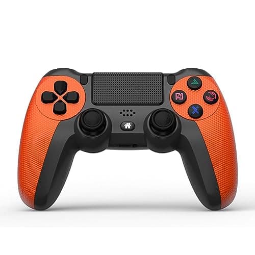 NK Wireless Controller PS4 / PS3 / PC/Mobile - Controller wireless con Dualshock, Vibrazione, Rilevamento a 6 assi, luce LED, pannello tattile, jack per cuffie, cavo di ricarica - Arancione