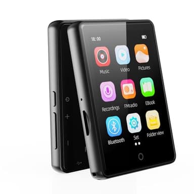 64 G BLettore MP3 Bluetooth 5.3, mp3 lettore bambini musicale portatile con schermo touch screen da 2,8” con registratore vocale, radio FM, contapassi, cartella, supporto scheda Micro SD da 128 GB