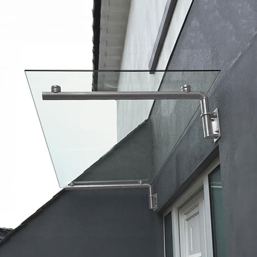 Pensilina, Tettoia Modulabile In Vetro, Porta Finestre Da Esterno, Impermeabile Resistente alla Corrosione in Acciaio Inossidabile per Porte Esterne - 144x80 cm