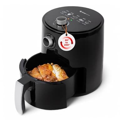 Z SwissHome PETIT - Friggitrice ad aria 2.5L 1200W - Temperatura 80-200°C - Timer 30 Min - Pentola rimovibile con teflon - Protezione contro il surriscaldamento - Impugnatura antiurto e antiscivolo
