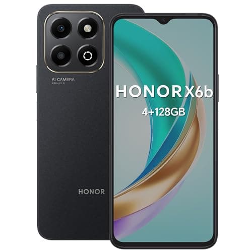 HONOR X6b Smartphone Android 14 Dual SIM 4G NFC, 4GB RAM 128GB, 5200 mAh, TFT-LCD da 6.56 pollici Eye Comfort display telefono con MediaTek Helio G85, 50+2MP, Midnight Black [Versione italiana]