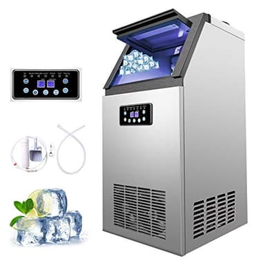 Z ZELUS Macchinetta Cubetti Ghiaccio Commerciale Fabbricatore Ghiaccio con Schermo LCD Macchina Ghiaccio per Casa, Ufficio, Ristorante, Bar, Caffetteria (59kg/ 24h)