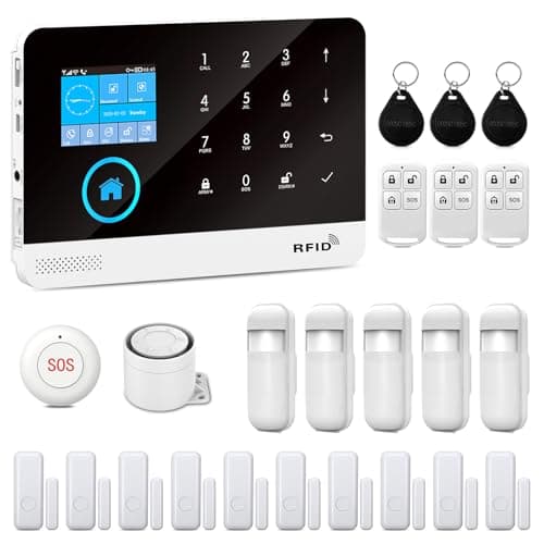 XNY Kit Allarme Casa Senza Fili 4G, Antifurto Allarme Casa WiFi con Controllo APP, Kit da 24 pezzi (Rilevatore di Movimento, Sensore per Porte e Finestre, Sirena, Telecomando) Compatibile con Alexa