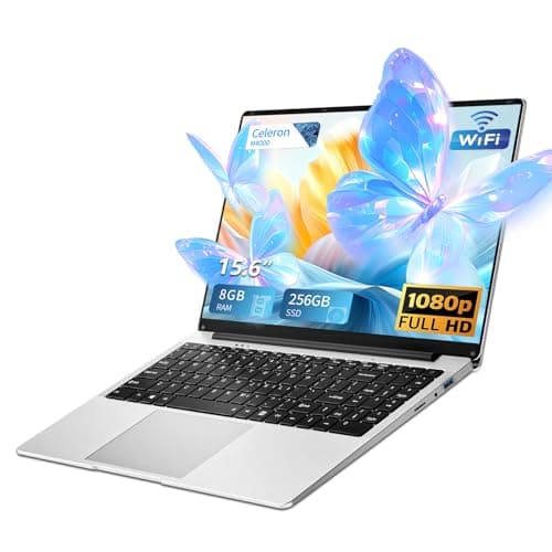 PC Portatile 15,6 pollici, Notebook Celeron N4000 CPU, Win11 Laptop 8GB DDR4 RAM 256GB SSD, PC Portatile da ufficio Schermo IPS FHD 1920 * 1080, TF Card Slot, USB3.0+BT5.0+Mini-HDMI