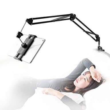 Supporto per tablet da letto , con braccio in alluminio stabile per iPad, telefoni o altri dispositivi con schermo da 4.5 a 12.9 pollici