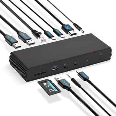 Amazon Basics Docking station Pro Thunderbolt 4/USB 4, 2 TBT4,1 HDMI 2.1, 3 USB A 3.1, RJ45, doppio display, Nero, 19,96 x 7,5 x 3,12 cm
