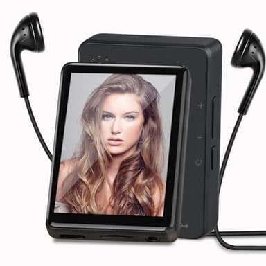 Lettore MP3/MP4 Bluetooth 5.2 con scheda di memoria da 32 GB, schermo touch da 2,4 pollici, supporta fino a 128 GB, lettore musicale con altoparlante/video/registrazione vocale/radio FM, lettore