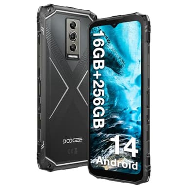DOOGEE Blade10 PRO Rugged Smartphone, 16 GB RAM + 256 GB ROM TF 2 TB, 6,56" 11 mm Sottile, 5150 mAh, 50 MP+8 MP, Octa-Core Telefono Indistruttibile, Android 14 Cellulari, Face ID/NFC/OTG Nero Argento