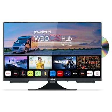 Cello C2224WSF Trav 22" FULL HD SMART/DVD Camping Travel TV integrato DVD Player senza cornice Triple Tuner Bluetooth WebOS by LG Pitch Perfect Speaker Motorhome Truck Made in Europe [2024]