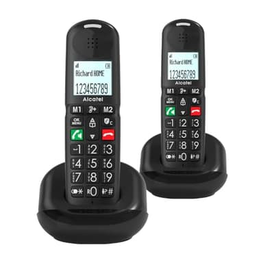 ALCATEL XL685 Duo - Telefono fisso cordless DECT Senior Formato XL - Display grafico ad alta leggibilità - Tasti grandi - Audio Boost - Vivavoce - Blocco chiamate - 2 portatili - Nero