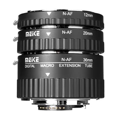 Meike MK-N-AF1-A - Kit adattatore in metallo per fotocamere Nikon DSLR (12 mm + 20 mm + 36 mm)