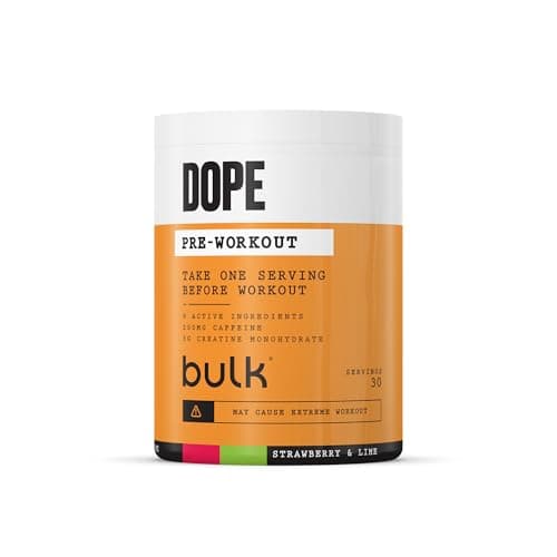 Bulk Dope Pre-Workout, Fragola e Lime, Integratore Alimentare Polvere, Energy Drink Con Beta Alanina, Creatina, Caffeina, Arganina (AAKG), Citrullina, Taurina, Vitamina B6, 510 g, 30 Porzioni