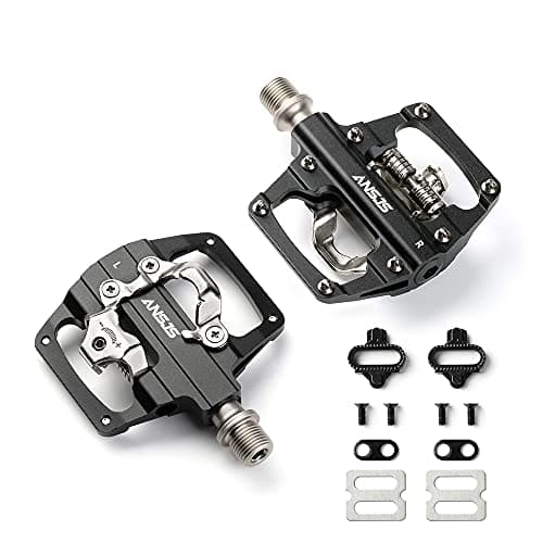 Pedali per mountain bike, piattaforma piatta per bicicletta, compatibili con SPD Mountain Bike a doppia funzione, sigillati, senza clip, in alluminio da 9/16", con tacchetti, per strada, MTB, mountain