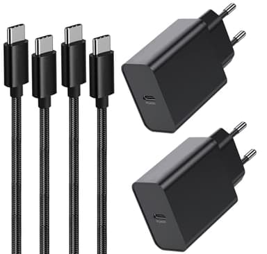 2Pack 45W Caricabatterie USB C Rapido,Caricatore e Cavo per Samsung Galaxy S25 Ultra/S25 Plus/S24/S23 FE/S22/S21 S20,A55 A54 5G/A15 A35 A53 A23 A25 A16 A36 Tab S7 S8 S9 S10,Spina Ricarica Adattatore