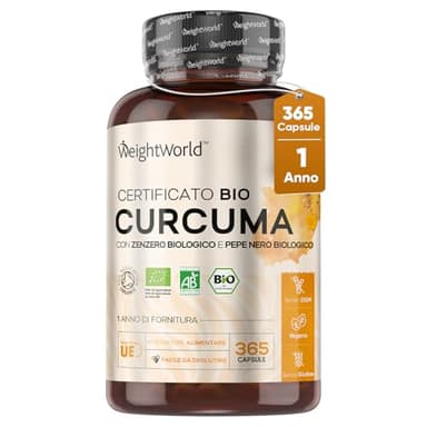 Curcuma Bio con Piperina e Zenzero, 365 Curcuma Capsule Vegan Alto Dosaggio Senza Magnesio Stearato, per 1 Anno, Curcuma e Piperina con Zenzero Biologiche, Piperina e Curcuma Plus riccha di Curcumina
