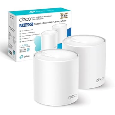 TP-Link Deco WiFi 6 Mesh AX 3000Mbps Deco X50(2 Pack) - Sistema WiFi 6 per tutta la casa - Copertura da 400 - Facile installazione - Controllo Parental - Compatibile con tutti i Box in fibra