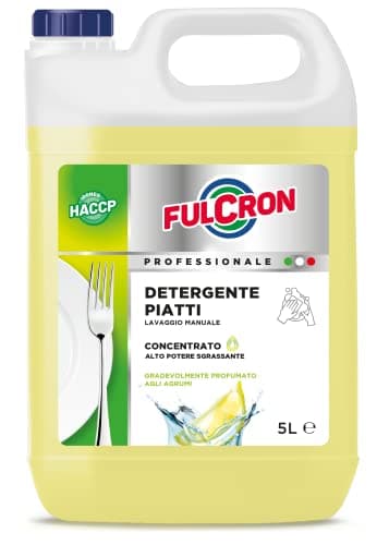 FULCRON Detergente Piatti Concentrato Per Lavaggio Manuale, Azione Altamente Sgrassante, Detersivo Piatti Profumo Agrumi, 5 L