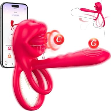 Migliorato Pene Vibratore Cock Ring con APP, Leccata Profonda Vibratoreper Donna Clotoride, Anello Fallico Stimolatore Clitoride Femminile, Vibratori Sexytoysys Donna Clitoride, Vibrator Sexy Toy