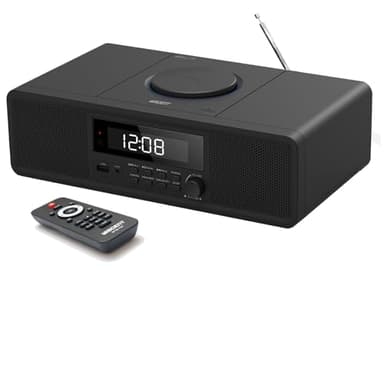 Impianto stereo compatto Home CD stereo Radio lettore CD con Bluetooth, radio FM, Aux-In, riproduzione USB, orologio digitale, doppia sveglia, lettore CD per casa