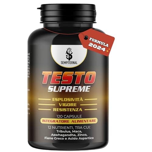 SEMPITERNAL Testosterone uomo forte massa muscolare 120 capsule pre workout. Alto dosaggio di Tribulus Terrestris, Maca Peruviana, Ashwagandha, Fieno Greco, Zinco e Vitamine.