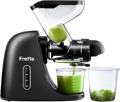 Fretta Estrattore di succo, con Ampio Scivolo di Caricamento, Senza BPA, Spremiagrumi per Sedano, Estrattore con Motore DC Silenzioso e Funzione Inversa masticating juicer machines (Nero)