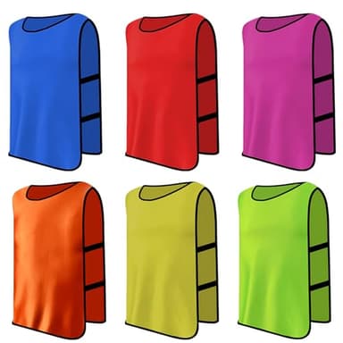 6 Pezzi Casacche Calcio Adulti, Allenamento Pettorina da Calcio, Scrimmage Formazione Gilet, Pettorina Sport Riutilizzabile, Sports Bibs per Basket Rugby Calcio Formazione, Taglia xl (Multicolore)